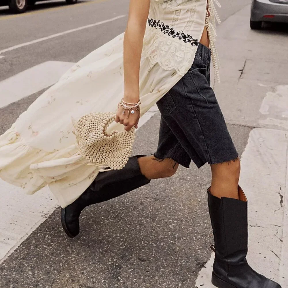 #8 NWT Free People Ghost Town Long Shorts in Washed Black